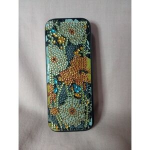 Handmade Diamond Art Eyeglass Case Floral Rhinestone Glasses Storage Box